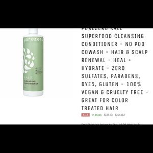 Two bottles of Pure zero Kale Cleansing Conditioner